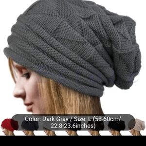 Grey slouchy scrunchy knit hat unisex one size HP🔥🔥
